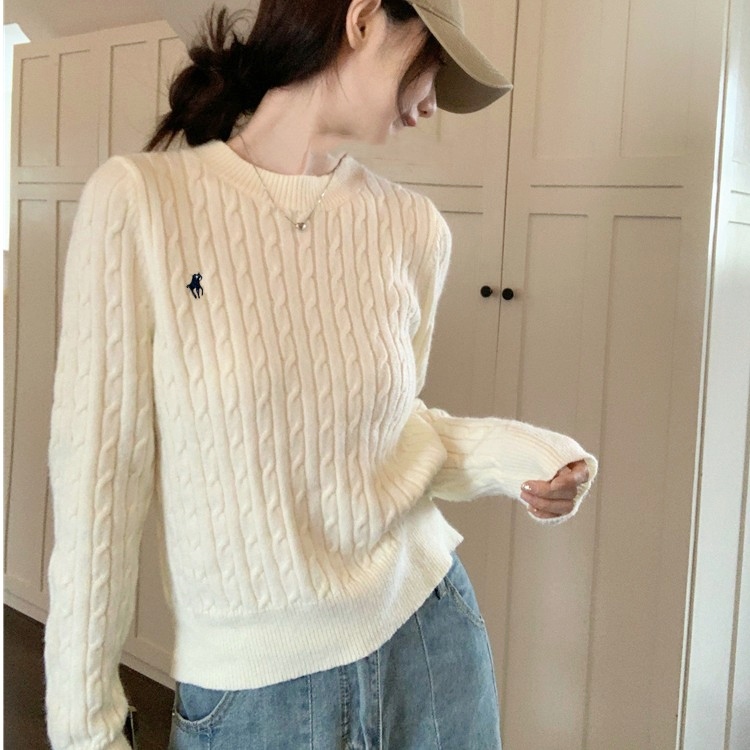 秋冬新款洋气红色毛衣女慵懒宽松百搭刺绣长袖针织衫打底衫女内搭