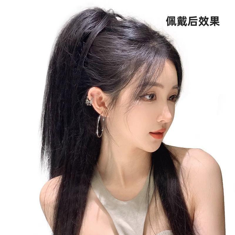 瀑布半扎马尾女抓夹式辣妹皮筋鸡窝喷泉高马尾蓬松增发量长发辫子