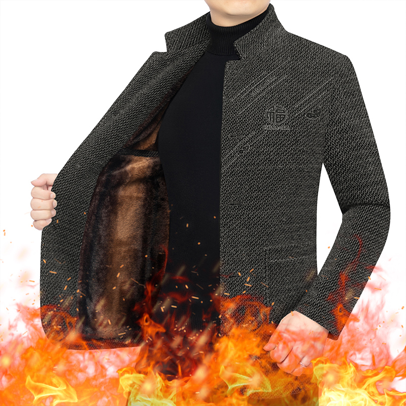 【加绒款】915冬款新中式中年男装立领夹克商务平领休闲加厚外套