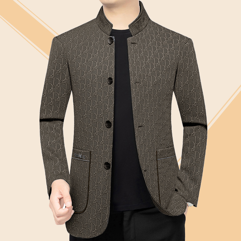 【秋款上新】2418高货款中年男士厚款外套立领夹克衫休闲秋款外套