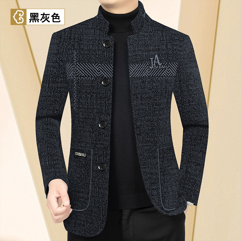 【夹棉款】018秋冬季中老年男装加厚加棉气质休闲常规爸爸外套