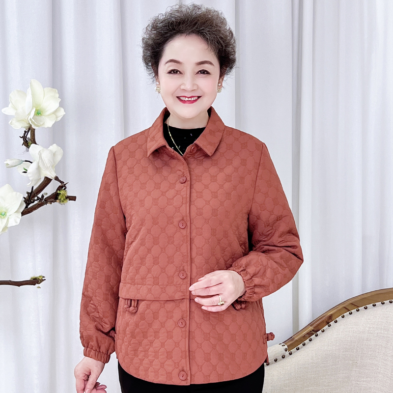 时尚百搭外套妈妈秋季新款外套夹克妈妈装宽松上衣气质中老年女装