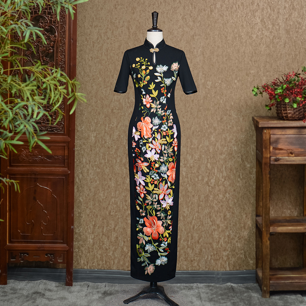 【姚君老师粉丝福利】花云慕走秀旗袍走秀中长款连衣裙