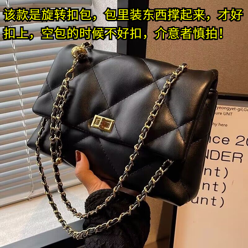 黑色包包女2023新款爆款时尚高级感单肩小方包洋气百搭链条斜挎包