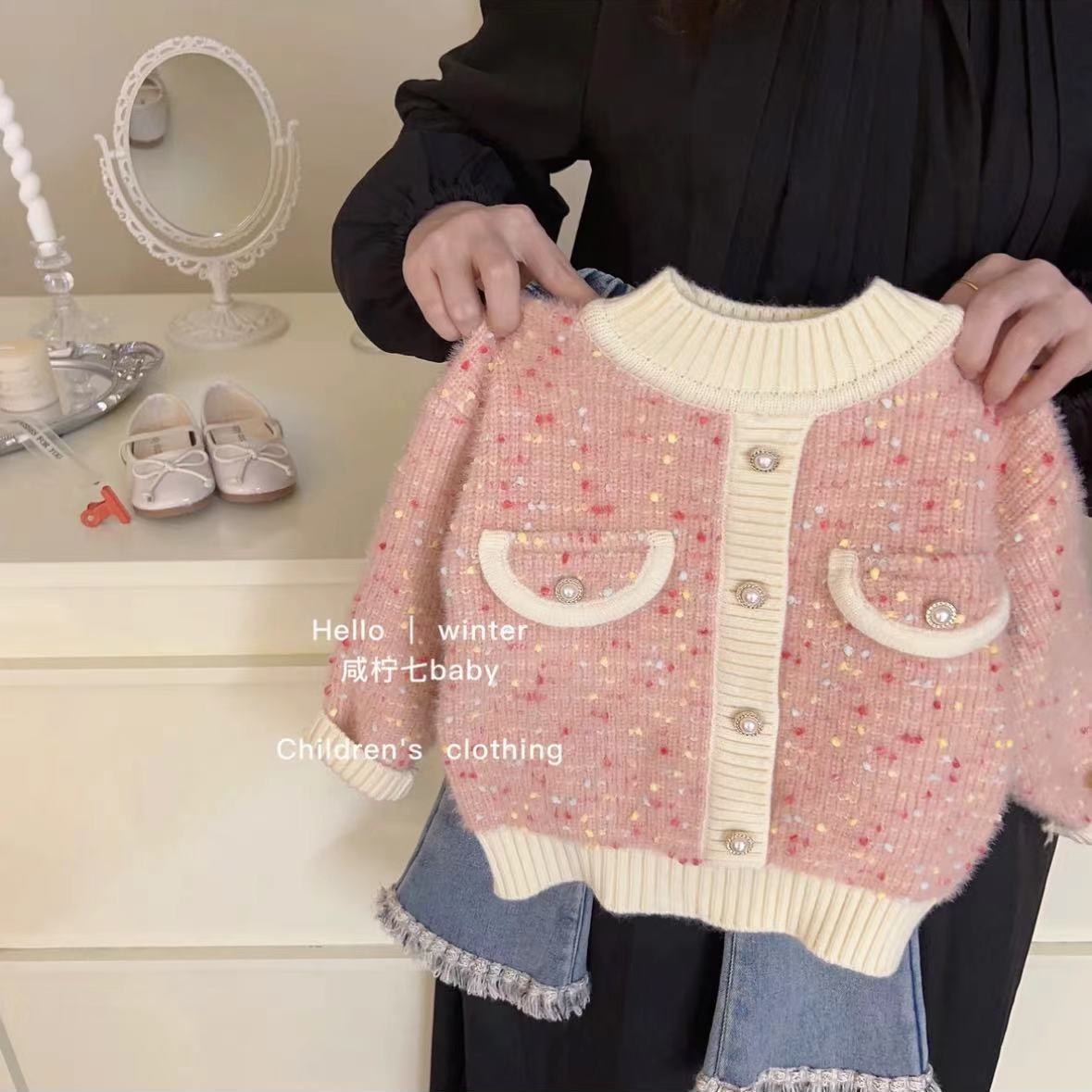 女童毛衣加厚新款外穿小香风韩版套头儿童洋气甜美针织衫女孩小童