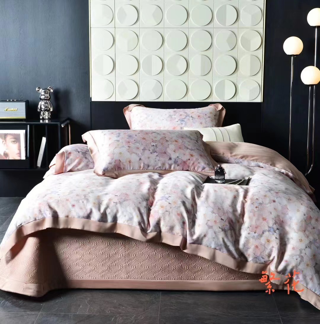 数码印花床盖款四件套标准～繁花T024