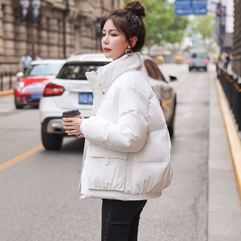 以纯短款羽绒服女2023年新款爆款冬装时尚白鸭绒面包服小个子加厚