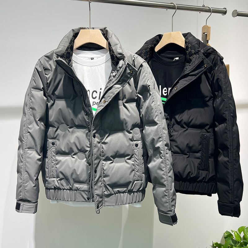 以纯羽绒服男冬季潮流短款防寒服冬装连帽鸭绒工装外套加厚保暖可