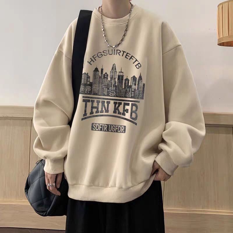 以纯美式复古卫衣男生秋季潮牌大码无帽重磅圆领宽松情侣冬季上衣