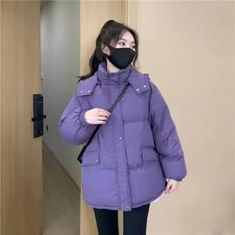 以纯羽绒服女短款冬季2023新款宽松加厚设计感小个子白鸭绒面包服