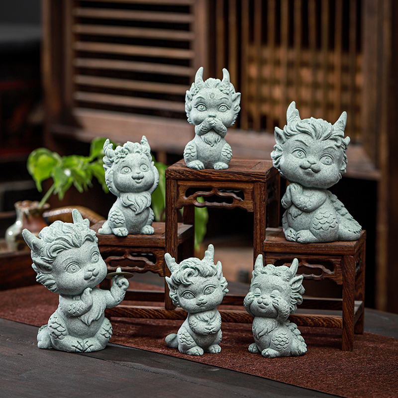 青砂石招财龙茶宠摆件可养茶桌一指有钱家居桌面鱼缸造景微景观