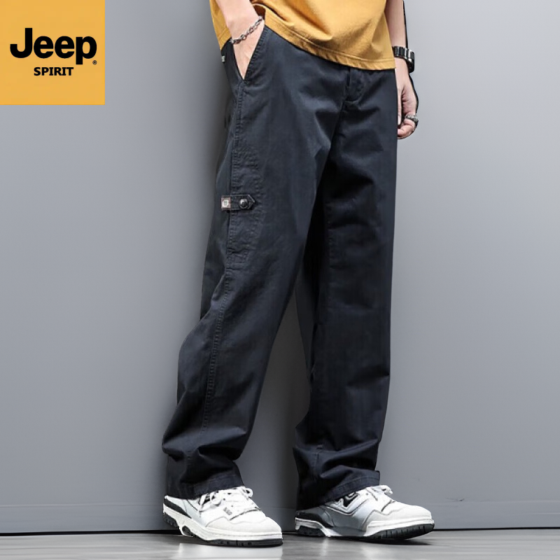 JEEPSPIRIT吉普春秋厚款美式纯棉工装宽松大码直筒休闲裤男款裤子