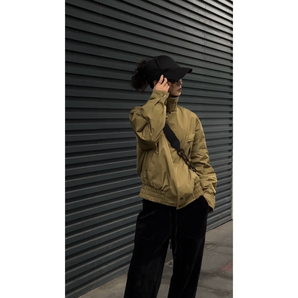 阿玛施AMASS新款时尚潮流百搭复古工装风宽松夹克棉服外套5400911