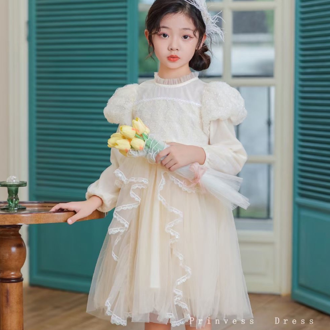 2023秋季新品女童公主裙艾莎连衣裙长袖冰雪奇缘连衣裙时髦花童