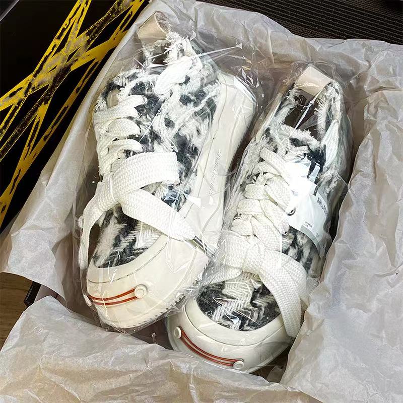 【高版本】檀健次开口笑帆布鞋男女同款情侣潮流百搭厚底小众休闲鞋