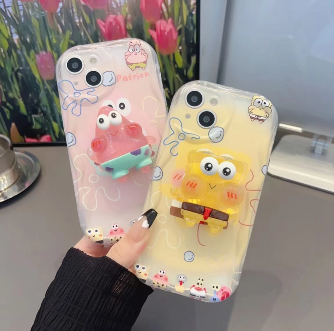 立体海绵宝宝手机壳适用苹果OPPO/VIVO小米华为防摔卡通保护套