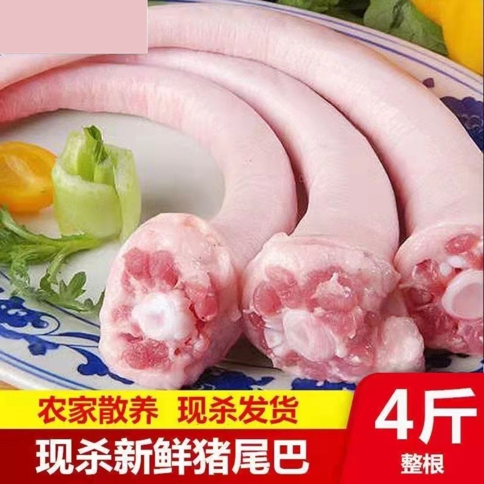 新鲜猪尾巴长尾巴短尾巴整根农家散养土猪带皮尾巴现杀中尾巴速冻