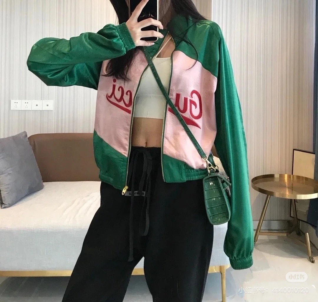 99新 GUCCI/古驰 刺绣logo粉绿夹克/46码/gucci衣服