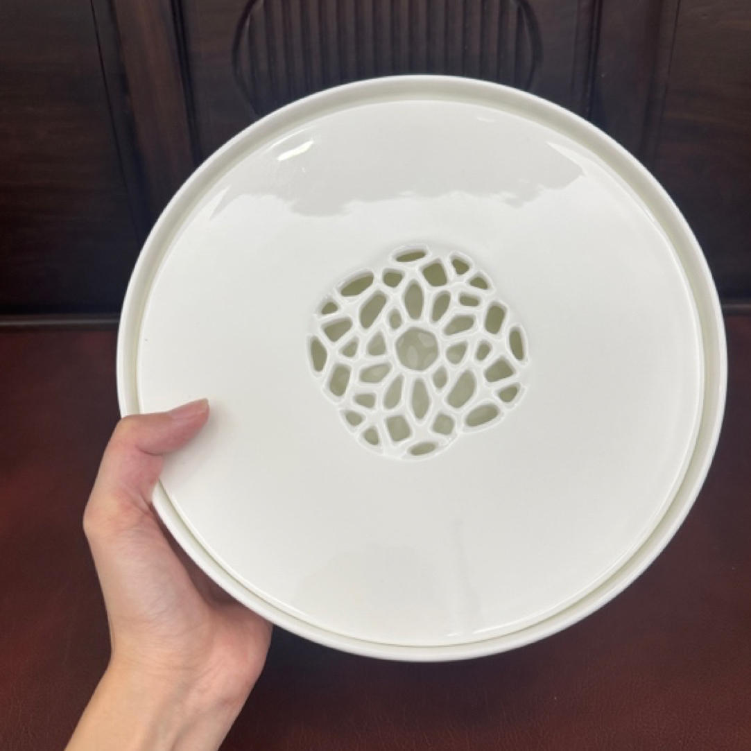 潮州高骨瓷茶盘10寸直径25公分高度6公分茶盘干泡台大号茶盘家用