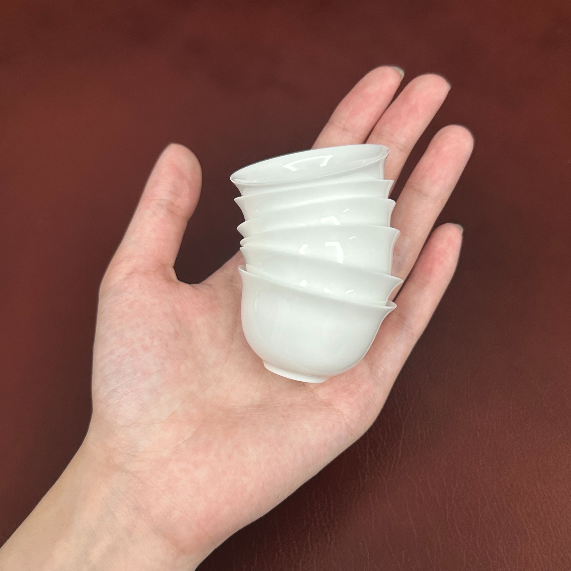 潮州骨瓷潮汕功夫茶杯容量30ml玉兰杯纯白手工家用象牙白薄胎茶杯