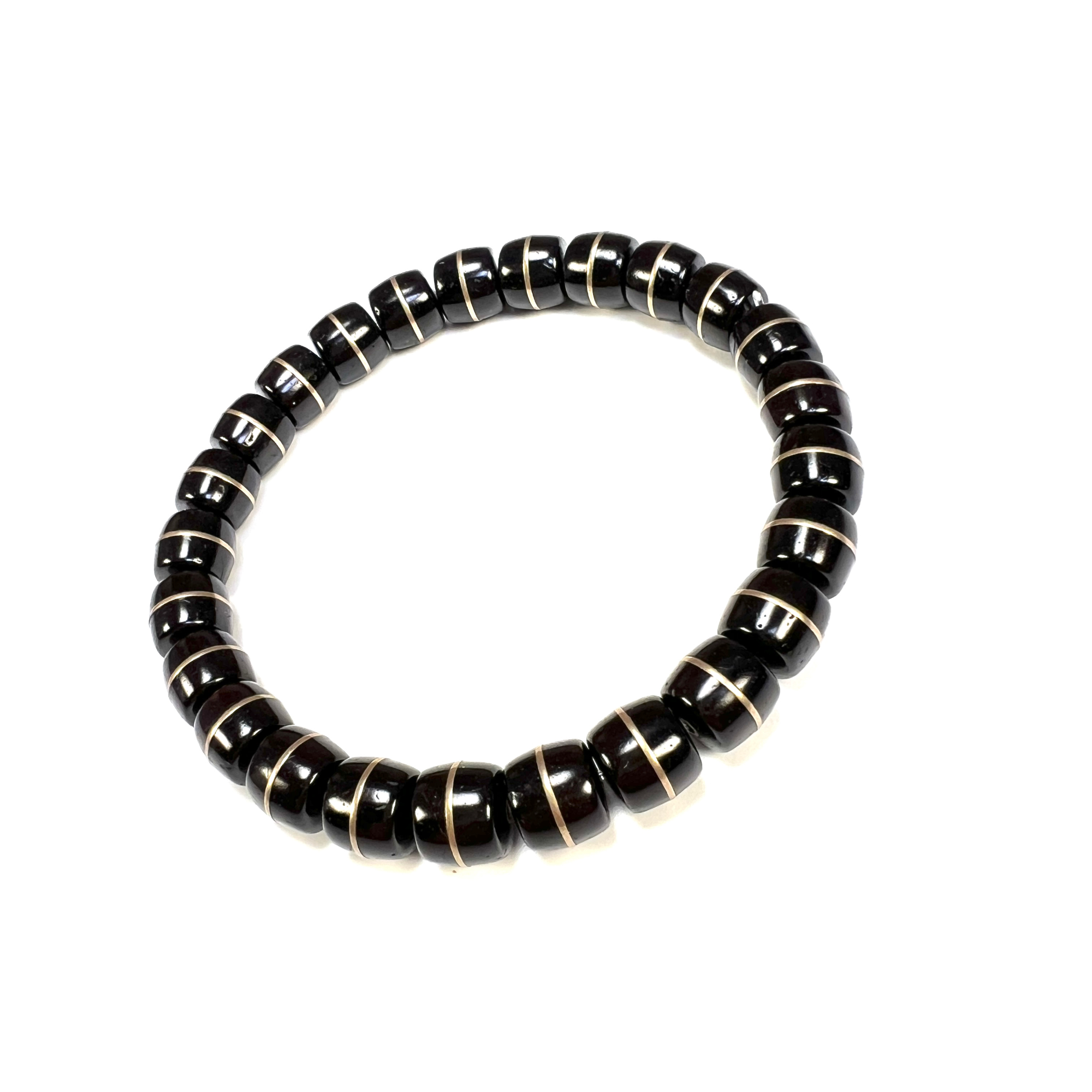 山中明月文玩  椰蒂一线天镶铜时尚手串10mm男女同款