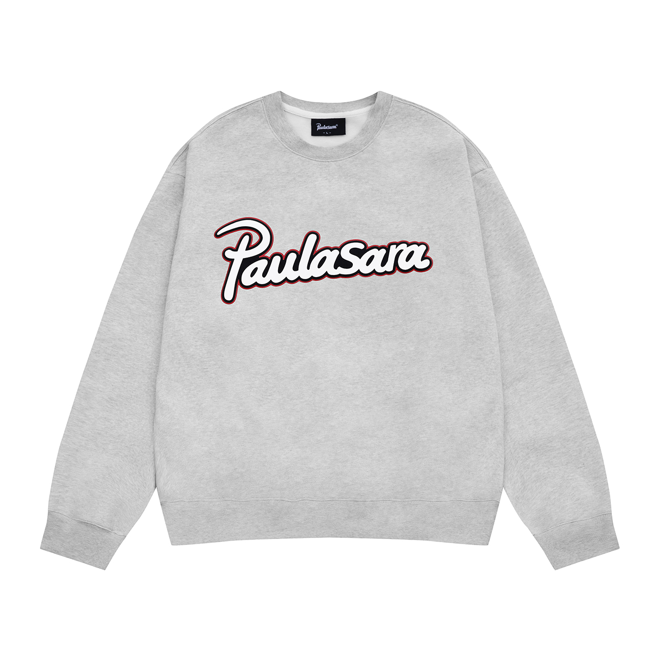 Paulasara美式复古logo字母发泡拉绒布重磅圆领宽松卫衣 男女同款