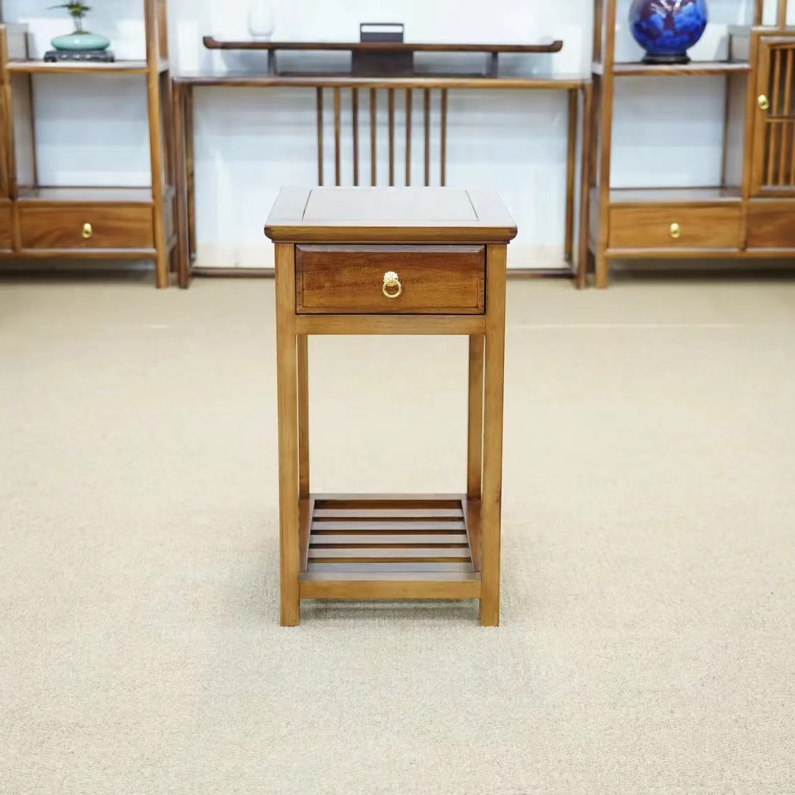 框架结构新中式角几茶具置物柜沙发烧水家用1个移动客厅简约茶柜