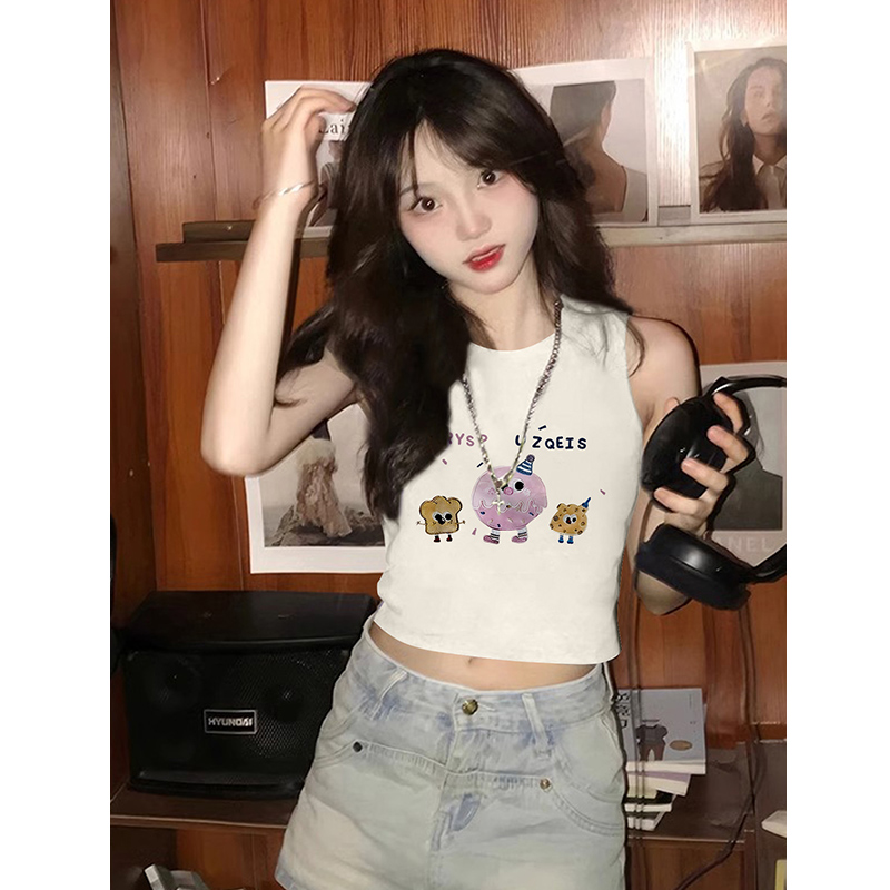 辣妹外穿无袖上衣高级感小众短款小背心女夏季新款白色T恤上衣ins