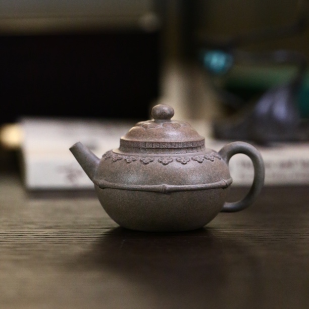 柿蒂竹枝壶泥壶茶具容量150茶壶紫皮木槿花南蛮紫皮银壶喝茶