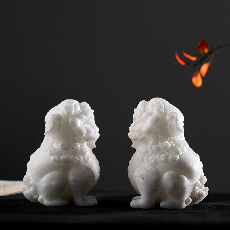 寓石林汉白玉石狮子貔貅摆件一只家用客厅装饰办公室家居饰品礼品