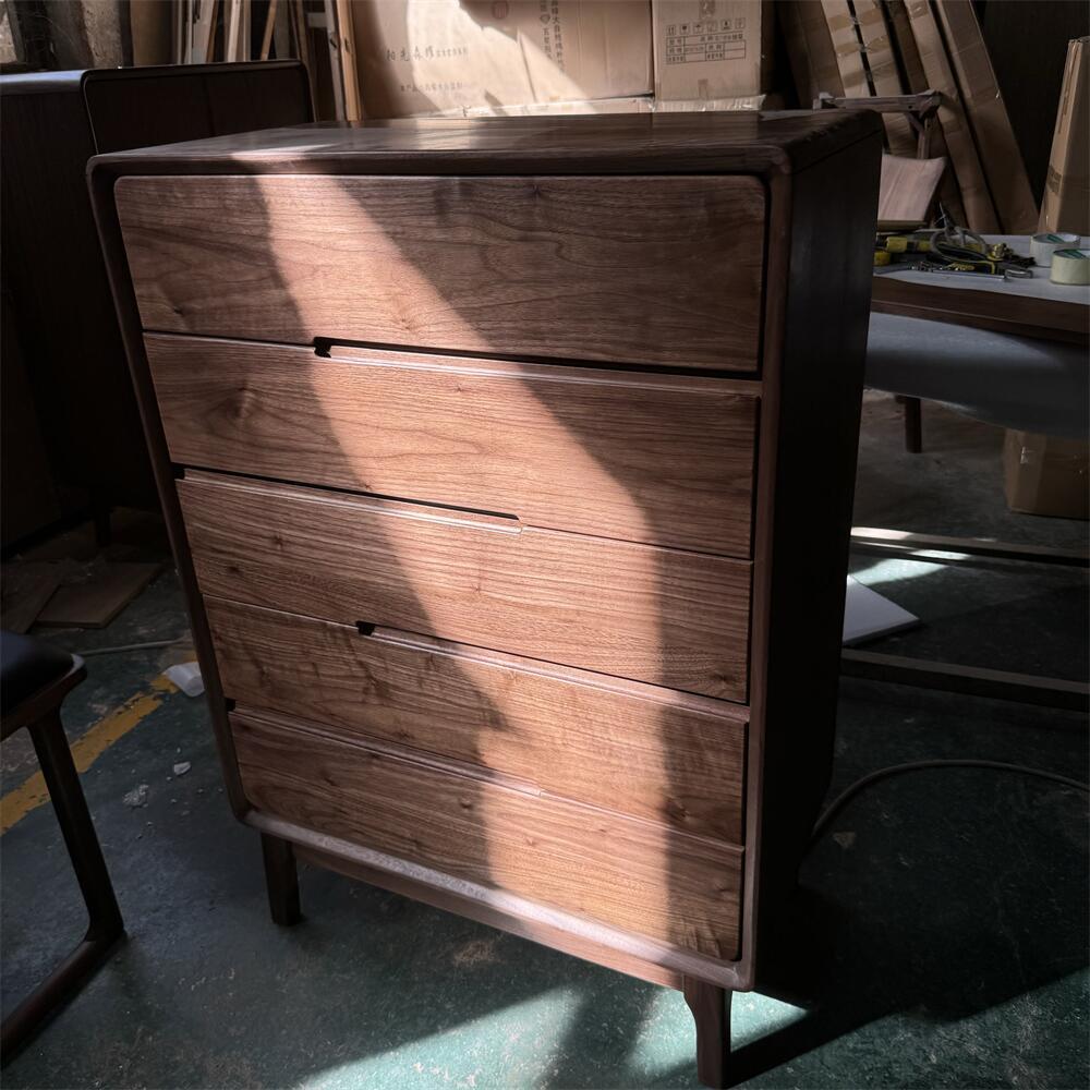 全材北美黑胡桃全实木收纳柜置物柜五斗柜长75深40高107可定制