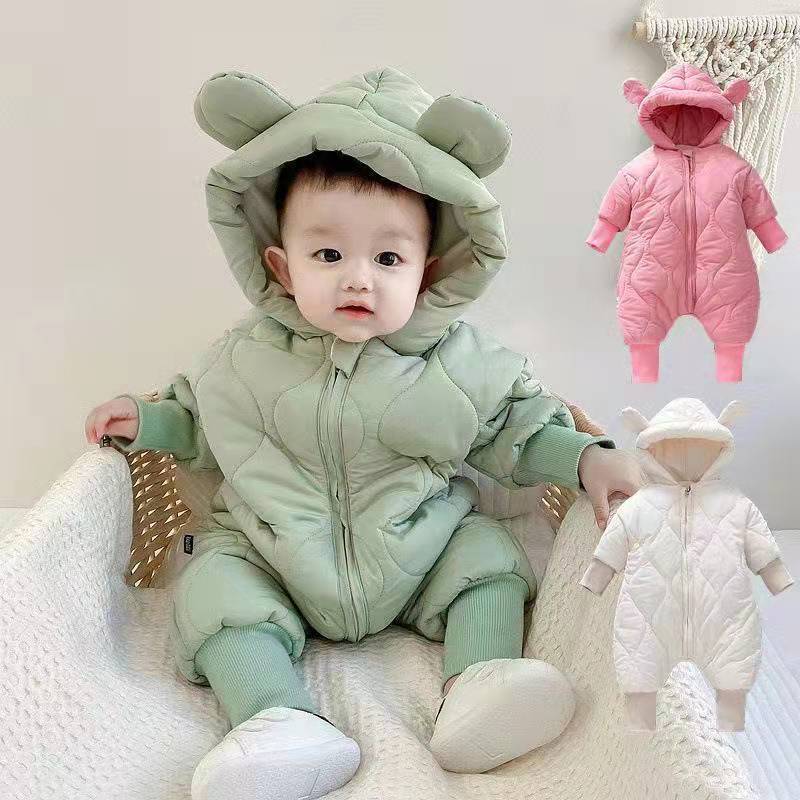新品巴拉巴拉婴儿羽绒服连体衣秋冬宝宝加厚宝宝冬季外出抱服儿童