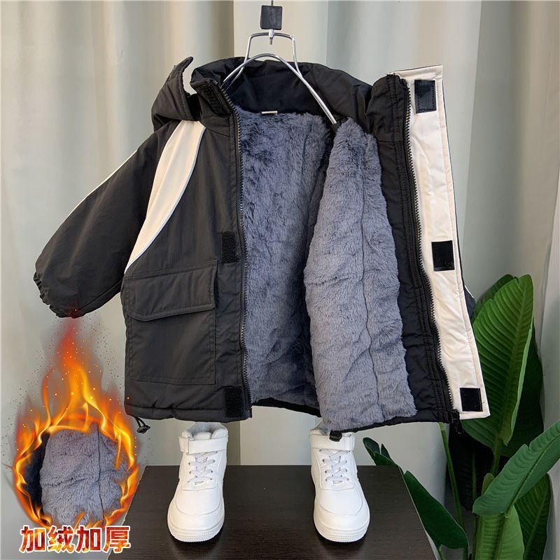 【亏本促销】儿童棉袄棉服男童加绒服外套2023秋冬厚款加厚上衣宝