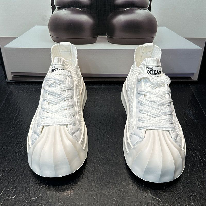 2023秋冬透气高颜值飞织时尚男士鞋潮流百小白鞋贝壳头休闲板鞋