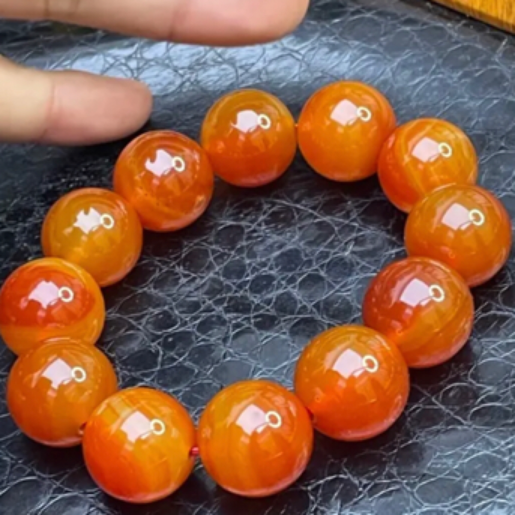 天然玛瑙时尚百搭肉灵芝玛瑙手串20