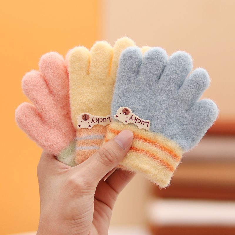 儿童手套五指分指女童婴儿宝宝秋冬款可爱男童小孩加厚0到3岁保暖