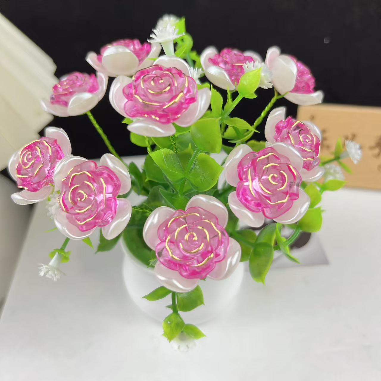 烫金玫瑰花小盆栽DIY材料包