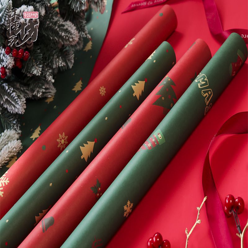 圣诞节包装纸玫瑰花束包花材料防圣诞包装纸