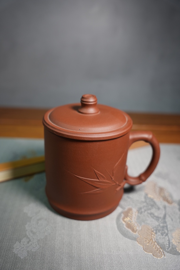 原矿清水泥竹节盖杯纯手工茶壶茶杯紫砂杯紫砂壶茶具女款500cc