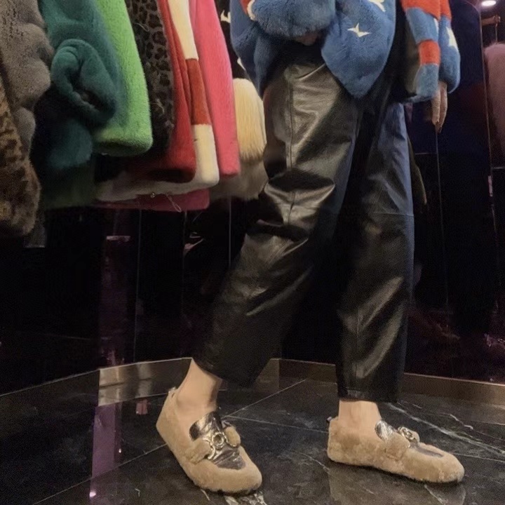 《铭嘉诗丹》定制款抓皱纹理九分皮裤8568 裤长90卡码拍小