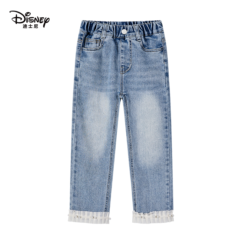 Disney/迪士尼夏季儿童时尚直筒宽松牛仔裤休闲百搭长裤