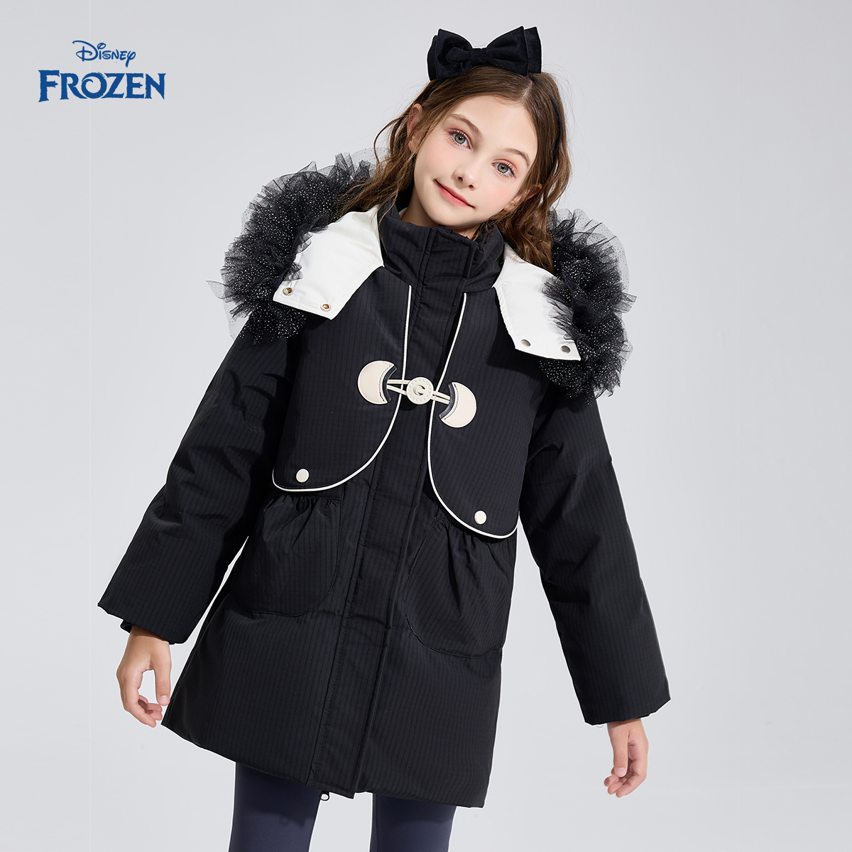 Disney/迪士尼冰雪奇缘女童冬季新款加厚防风连帽时尚儿童羽绒服