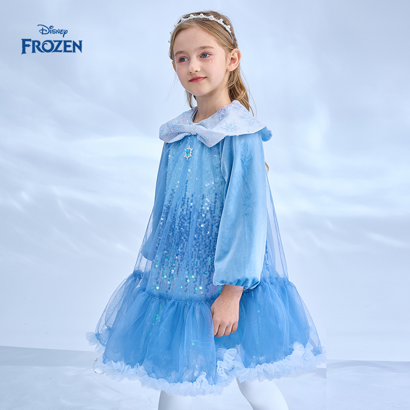 Disney/迪士尼冰雪奇缘艾莎春秋女童秋季洋气2025年童装连衣裙