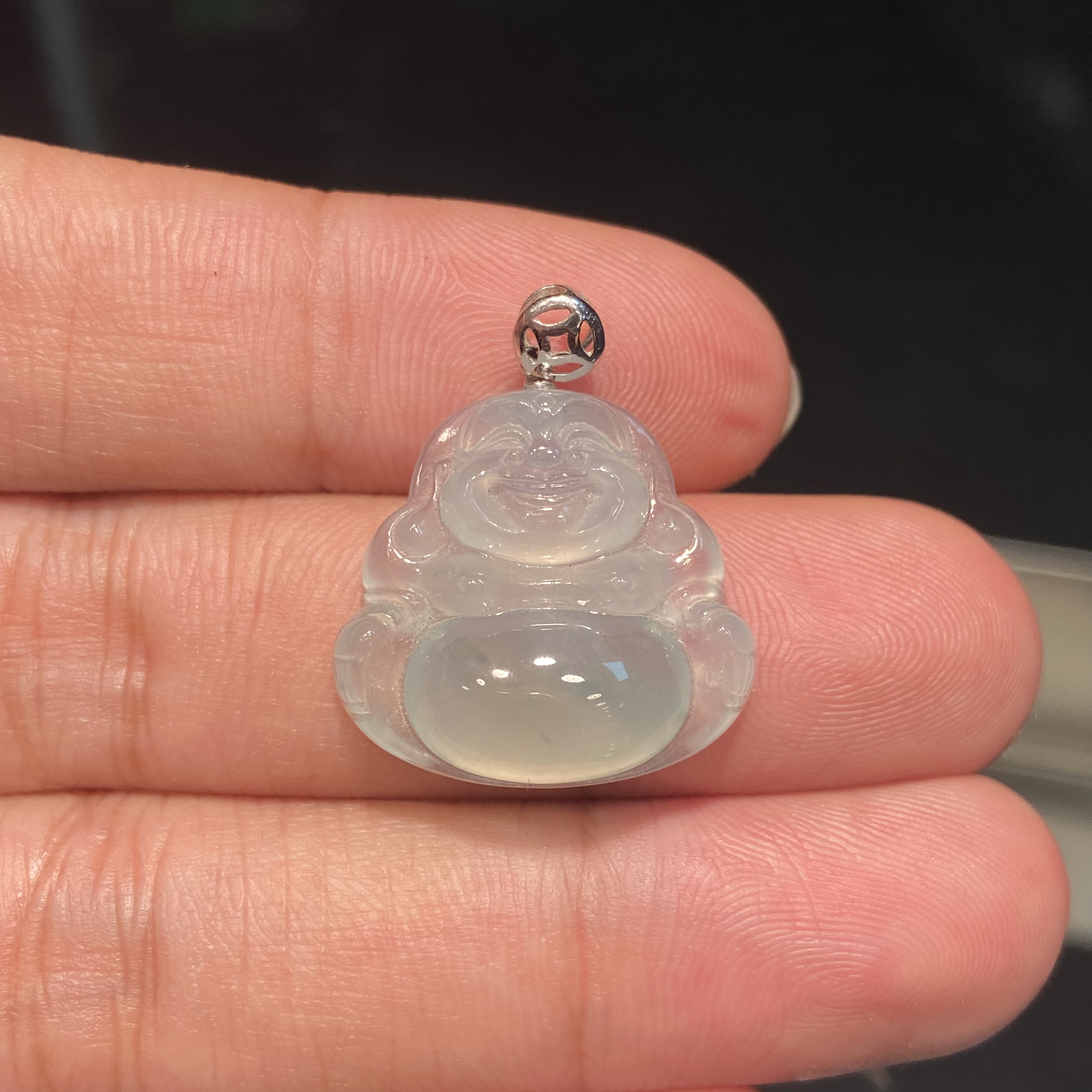 高冰飘花佛公吊坠缅甸A货翡翠