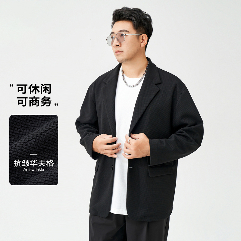 半墨大码男装休闲西装外套胖子小西服宽松男士大号上衣春秋季6673