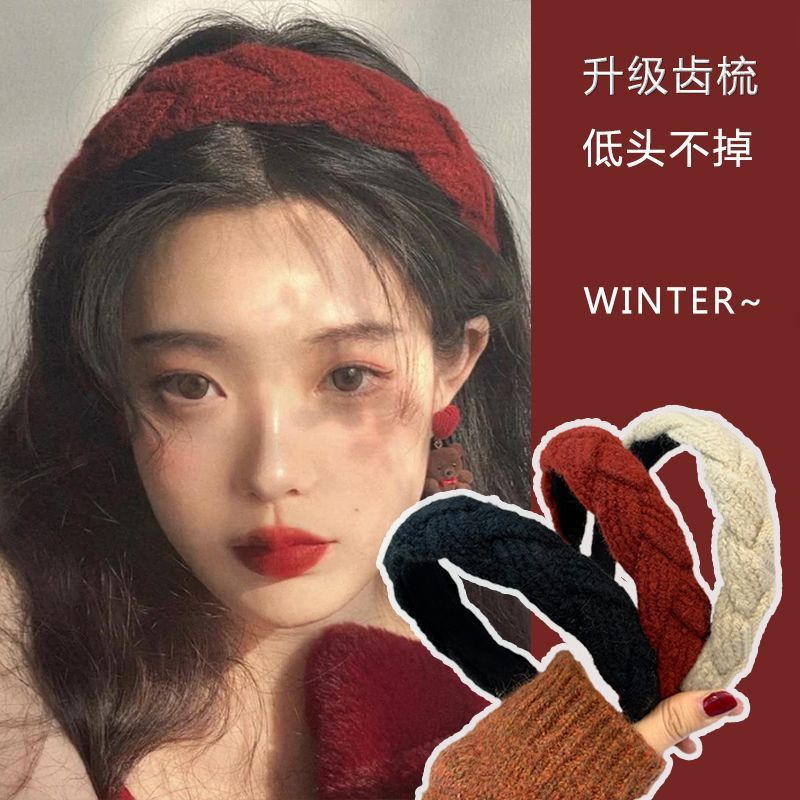 复古风网红麻花发箍女编织发箍头饰带齿发卡高档厚高颅显脸小头箍