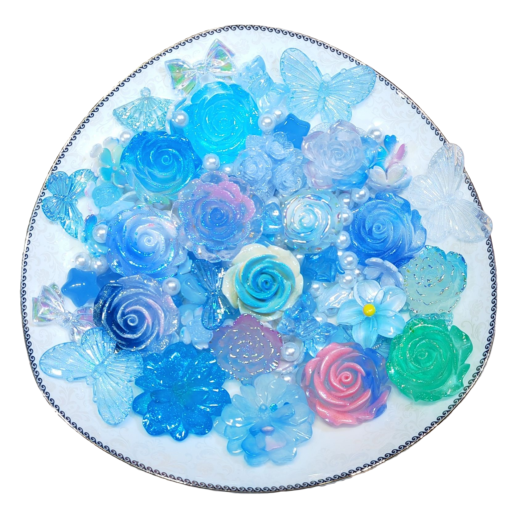 硬货合集DIY~手工配件夜光炫彩清新冰透爆闪日系潮玩彩色手作饰品