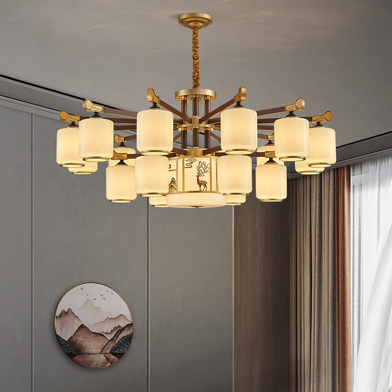 新中式中古客厅灯主灯吊灯国风餐厅灯具复古中式风卧室灯吸顶灯