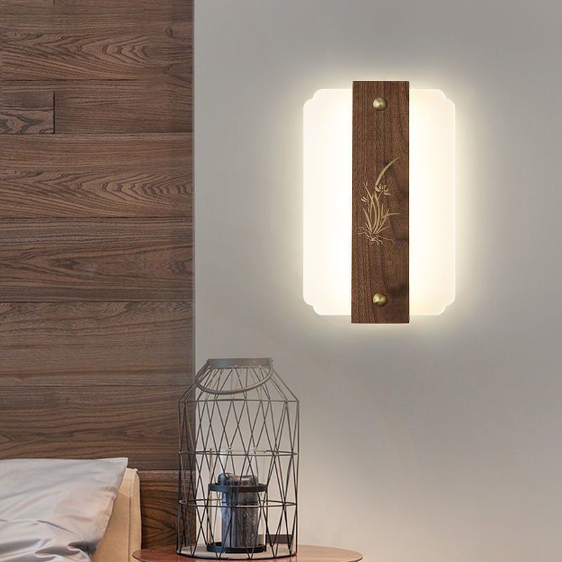 新中式壁灯胡桃木LED新款日式简约卧室床头过道走廊楼梯壁挂灯