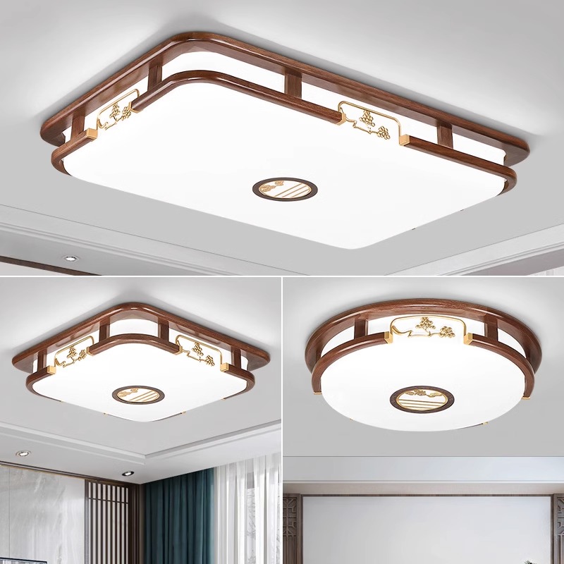 新中式金丝檀实木吸顶灯大气简约中国风客厅灯禅意中式书房餐厅灯